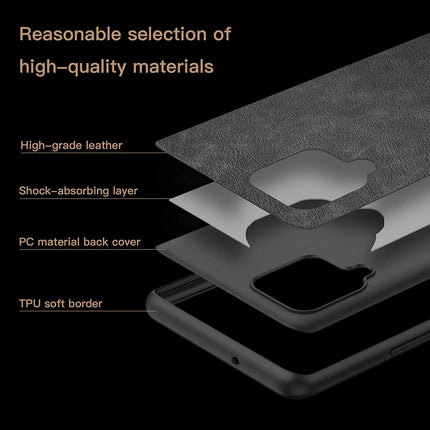 Tux Back Case for Samsung Galaxy A12 / F12 / M12 , Slim Leather Case with Soft Edge Shockproof Back Cover (Black)