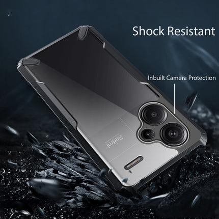 Mobizang Bull Clear Back Cover for Redmi Note 13 PRO PLUS | [Military Grade Protection] Shock Proof Slim Hybrid Bumper Case (Black)