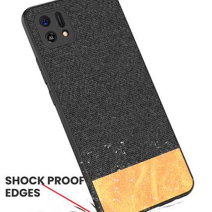 Soft Fabric & Leather Hybrid Protective Case Cover for Oppo A16K (Black ,Brown)