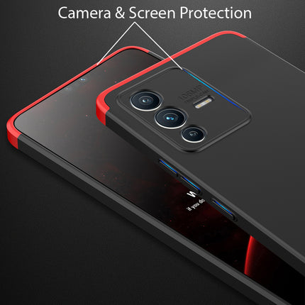 Double Dip Full 360 Protection Back Case Cover for Vivo V23 (5G) (Red , Black)