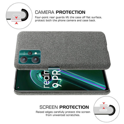 Woven Soft Fabric Case for Realme 9 Pro Back Cover, Shock Protection Slim Hard Anti Slip Back Cover (Grey)