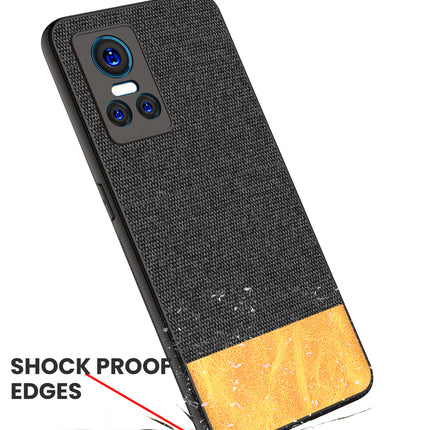 Soft Fabric & Leather Hybrid Protective Back Case Cover for Realme GT Neo 3 (5G) (Black , Brown)