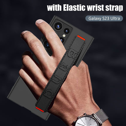 Mobizang Ultra Thin Band + Stand Back Case for Samsung S24 Ultra | Slim Camera Lens Protection Cover with Kickstand (Black)