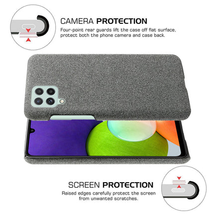 Woven Soft Fabric Case for Samsung Galaxy A22 (4G) Back Cover, Shock Protection Slim Hard Anti Slip Back Cover (Grey)