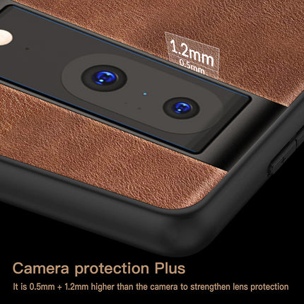 Mobizang Tux Leather Back Cover for Google Pixel 8 | Slim Shockproof Camera Protection Bumper Case (Brown)