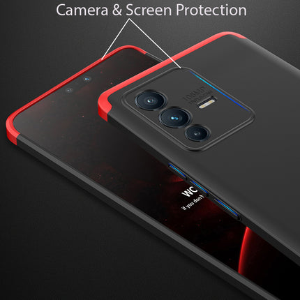 Double Dip Full 360 Protection Back Case Cover for Vivo V23 PRO (5G) (Red , Black)