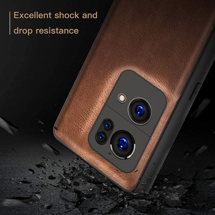 Tux Back Case For Oppo Reno 7 Pro (5G) , Slim Leather Case with Soft Edge Shockproof Back Cover (Brown)