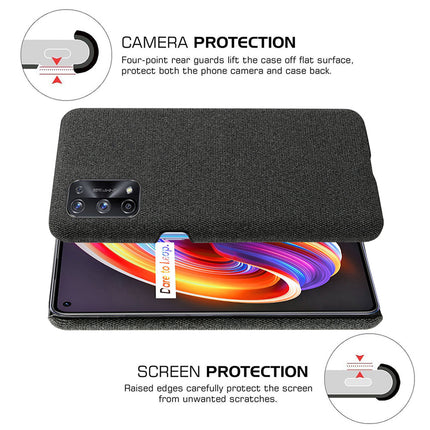 Woven Soft Fabric Case for Realme X7 Pro Back Cover, Shock Protection Slim Hard Anti Slip Back Cover (Black)