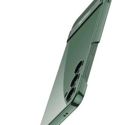 Mobizang Phantom Ultra Thin Back Case for Samsung Galaxy S24 Cover | Inbuilt Kick Stand Electroplated Edges Full Body Protection Back Cover (Green)
