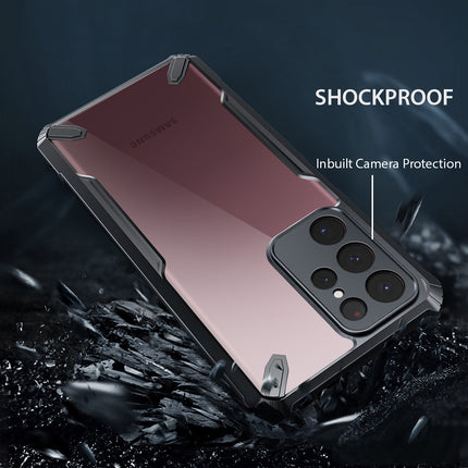 Mobizang Bull Clear Back Cover for Samsung Galaxy S24 ULTRA | [Military Grade Protection] Shock Proof Slim Hybrid Bumper Case (Black)