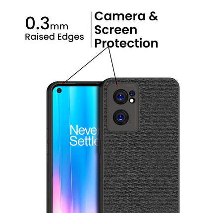 Soft Fabric & Leather Hybrid Protective Case Cover for OnePlus Nord CE 2 (5G) (Black ,Brown)