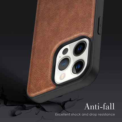 Tux Back Case for Apple iPhone 13 Pro Max , Slim Leather Case with Soft Edge Shockproof Back Cover (Brown)