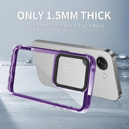 Mobizang Warrior Acrylic Clear Back Cover For OnePlus Nord 3 | Slim Shockproof [Military Grade Protection] Hybrid Bumper Case (Purple Sides)