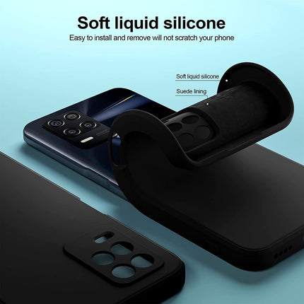 Matte Lens Protective Back Cover for Realme 8 (5G) , Slim Silicone with Soft Lining Shockproof Flexible Full Body Bumper Case , Black