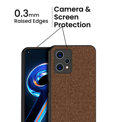 Soft Fabric & Leather Hybrid Protective Case Cover for Realme 9 Pro (Brown)