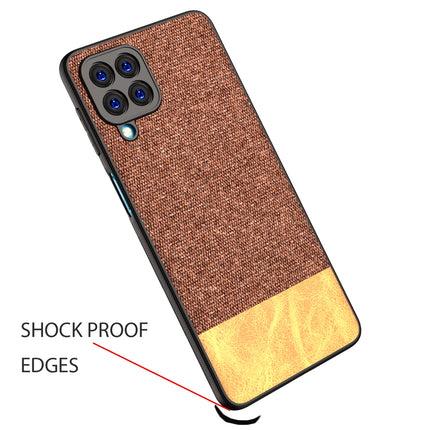 Soft Fabric & Leather Hybrid Protective Back Case Cover for Samsung Galaxy M53 (5G) (Brown)