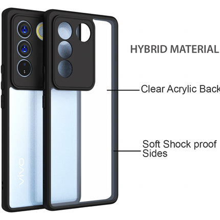 Mobizang Hawkeye Clear Back Cover for Vivo V27 (5G) / Vivo V27 Pro (5G) | Camera Lens Protector Shockproof Slim Clear Case Cover (Black Sides)