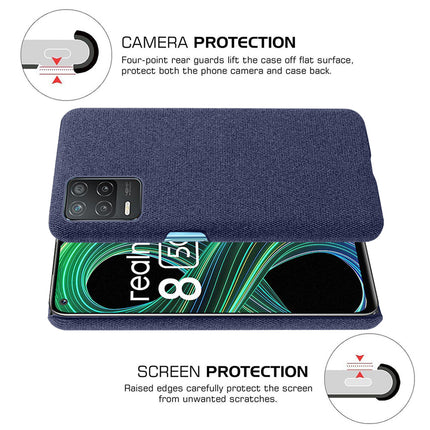 Woven Soft Fabric Case for Realme 8 (5G) Back Cover, Shock Protection Slim Hard Anti Slip Back Cover (Blue)