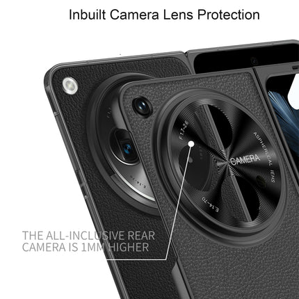 Mobizang Thin Protective Leather Cover for OnePlus Open | Shockproof Case with Inbuilt Screen Tempered Glass , Black