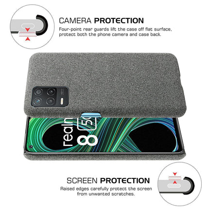 Woven Soft Fabric Case for Realme 8 (5G) Back Cover, Shock Protection Slim Hard Anti Slip Back Cover (Grey)