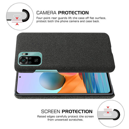 Woven Soft Fabric Case for Xiaomi Redmi Note 10 /  Note 10S Back Cover, Shock Protection Slim Hard Anti Slip Back Cover (Black)