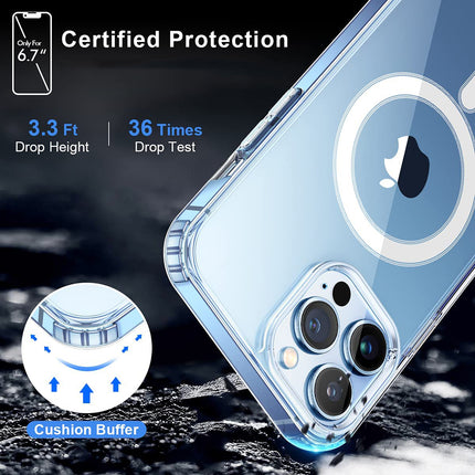 Mag Back Cover for iPhone 13 Pro (6.1 inch) , Clear Magnetic Case Compatible with Magsafe , Slim Shockproof  Hard Back Cover Soft Edges