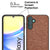 Mobizang Soft Fabric & Leather Hybrid Protective Back Cover for Samsung Galaxy A25 (5G) | Shockproof Slim Hard Anti Slip Back Case (Brown)