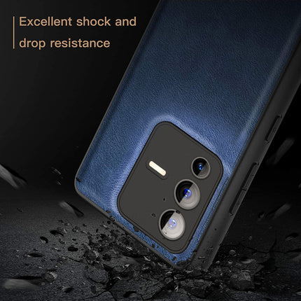 Tux Back Case for Vivo V23 Pro, Slim Leather Case with Soft Edge Shockproof Back Cover (Blue)