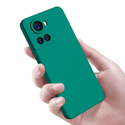Matte Lens Protective Shockproof Flexible Back Cover for OnePlus 10R, Slim Silicone with Soft Lining Shockproof Flexible Full Body Bumper Case (Green)