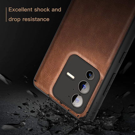 Tux Back Case For Vivo V23 (5G) , Slim Leather Case with Soft Edge Shockproof Back Cover (Brown)