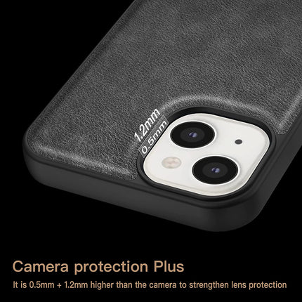 Tux Back Case for Apple iPhone 13 , Slim Leather Case with Soft Edge Shockproof Back Cover (Black)