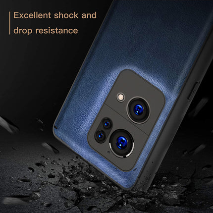 Tux Back Case For Oppo Reno 7 Pro (5G) , Slim Leather Case with Soft Edge Shockproof Back Cover (Blue)