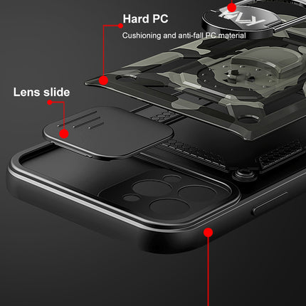 Tank Back Cover for Apple iPhone 12 Pro Max (6.7) , Inbuilt Ring & Slider [Military Grade Protection] Shockproof Lens Protection Case (Black)