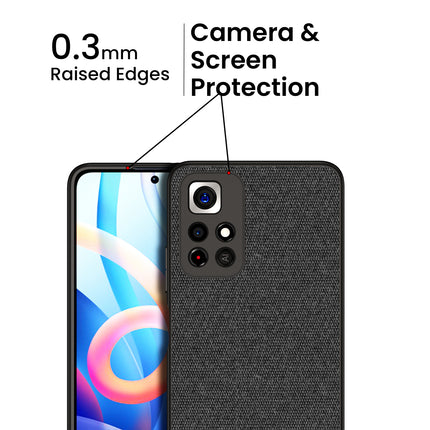 Soft Fabric & Leather Hybrid Protective Case Cover for Redmi Note 11T (5G) (Black,Brown)