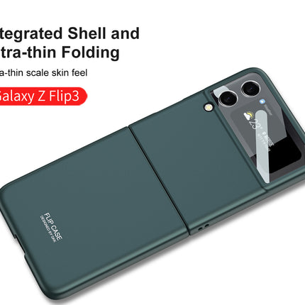 Ultra Thin Back Case for Samsung Galaxy Z Flip 3 , Inbuilt Glass Window Back Cover , Green