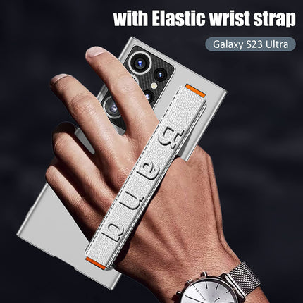 Mobizang Ultra Thin Band + Stand Back Case for Samsung S24 Ultra | Slim Camera Lens Protection Cover with Kickstand (Silver)