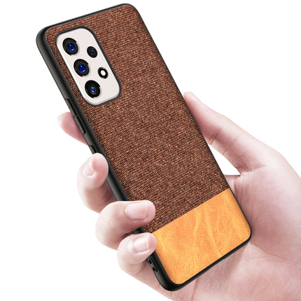 Soft Fabric & Leather Hybrid Protective Back Case Cover for Samsung Galaxy A33 (5G) (Brown)