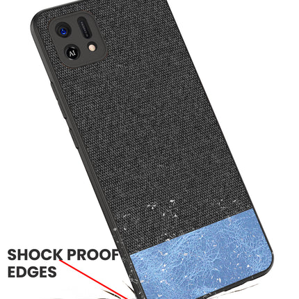 Soft Fabric & Leather Hybrid Protective Case Cover for Oppo A16K (Black ,Blue)