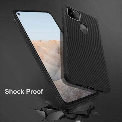 Twill Shock Proof Soft Flexible Back Case Cover for Google Pixel 5A (Black)