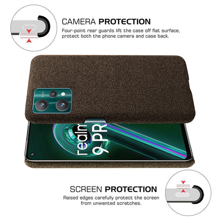 Woven Soft Fabric Case for Realme 9 Pro Back Cover, Shock Protection Slim Hard Anti Slip Back Cover (Brown)