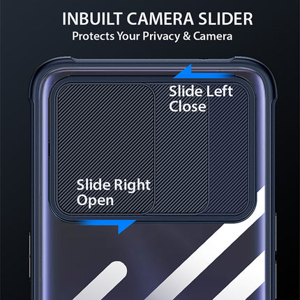 Slider Back Cover for Vivo V21E , [Military Grade Protection] Shockproof Slim Clear Camera Shield Bumper Back Case (Blue)