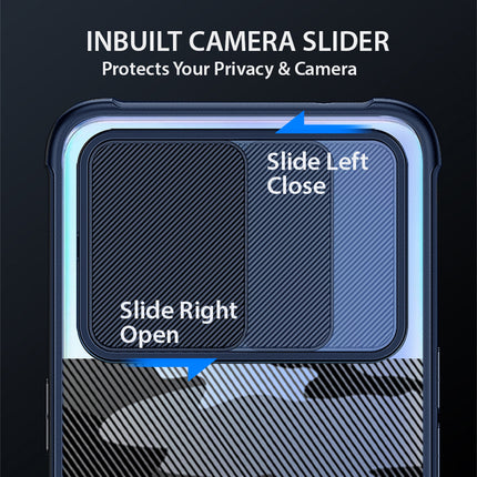 Camo Slider Back Cover for Vivo V21 , [Military Grade Protection] Shockproof Slim Clear Camera Shield Bumper Back Case (Blue)