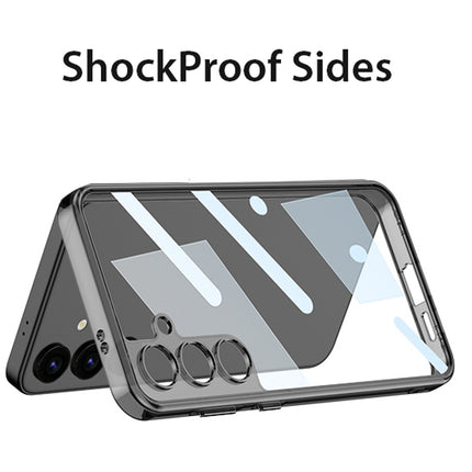 Mobizang Clear Airbag + Ring Back Case for Samsung Galaxy S24 | Transparent Shockproof Slim Hard PC Shell Protective Cover (Black)