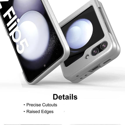 Mobizang Ultra Thin Back Case for Samsung Galaxy Z Flip 5 with Inbuilt Glass | Full Body Protection Hard Back Cover , Grey