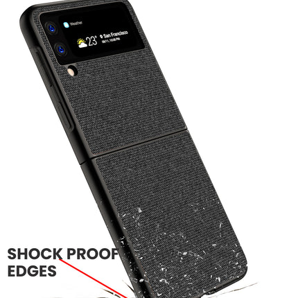 Soft Full Fabric Protective Back Case Cover for Samsung Galaxy Z Flip 3 (Black)