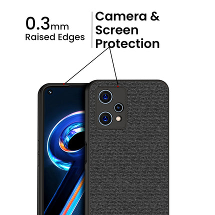 Soft Fabric & Leather Hybrid Protective Case Cover for Realme 9 Pro Plus (Black ,Brown)