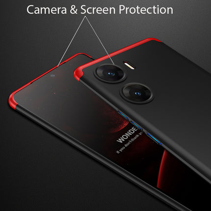 Mobizang Double Dip Full 360 Protection Back Case Cover for Vivo V29E (Red , Black)