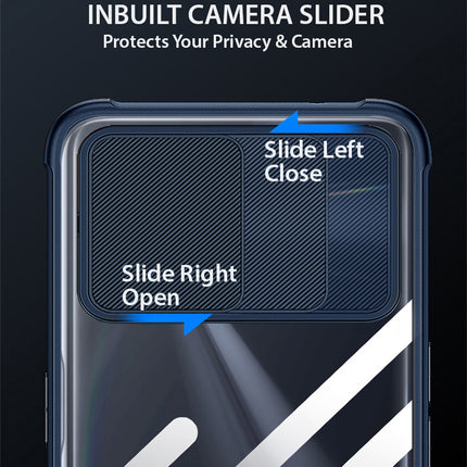 Slider Back Cover for Realme 8 (5G) , [Military Grade Protection] Shockproof Slim Clear Camera Shield Bumper Back Case (Blue)