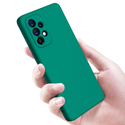 Matte Lens Protective Back Cover for Samsung Galaxy A73 (5G), Slim Silicone with Soft Lining Shockproof Flexible Full Body Bumper Case (Green)