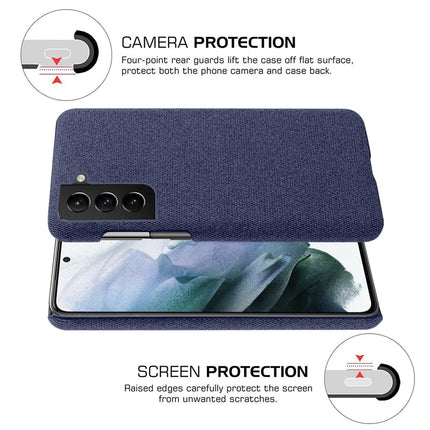 Woven Soft Fabric Case for Samsung Galaxy S22 Back Cover, Shock Protection Slim Hard Anti Slip Back Cover (Blue)